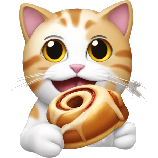 Cat eating a Cinnamon roll emoji