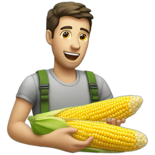 A man eating corn emoji