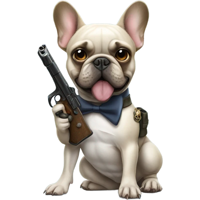Frenchie with gun emoji