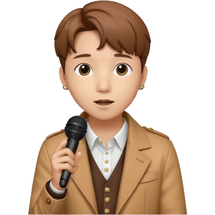 J-hope with a microphone performing emoji