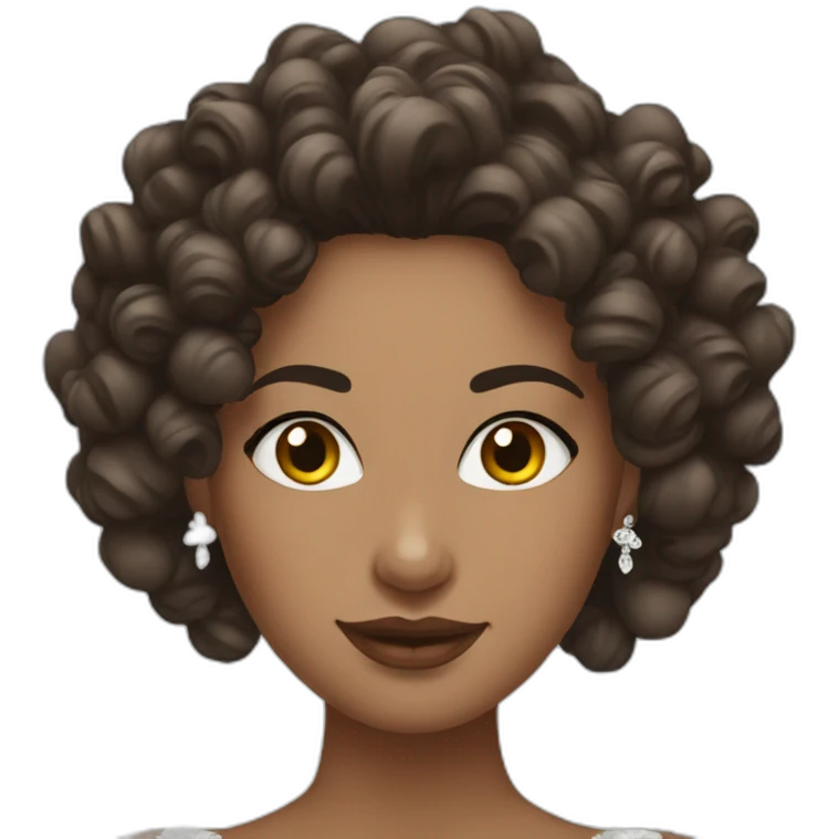 Beautiful brunette bride with curly hair emoji