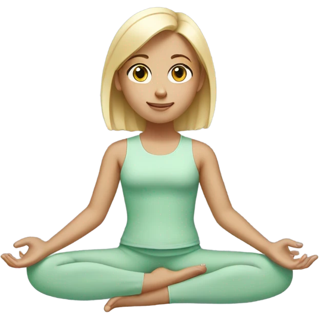 Blond yoga girl sit mint green clothes  emoji