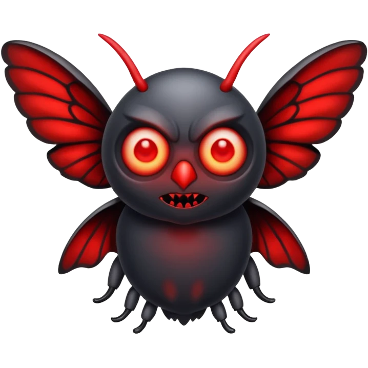 Create a scary emoji of the mothman with bright red eyes emoji