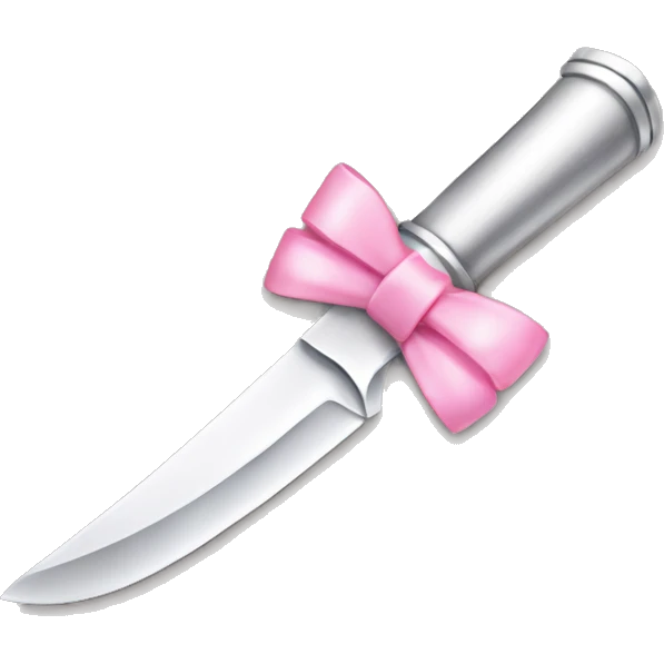 Silver knife with little pink bow emoji