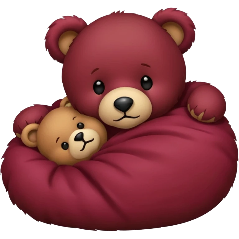 Maroon colored teddy bear sleeping emoji