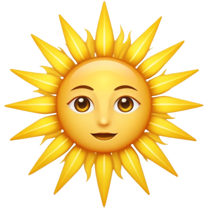 A large, bright sun, with an intense yellow center and golden rays surrounding it, illuminated and vibrant. Take your eyes and mouth away.Faceless  emoji