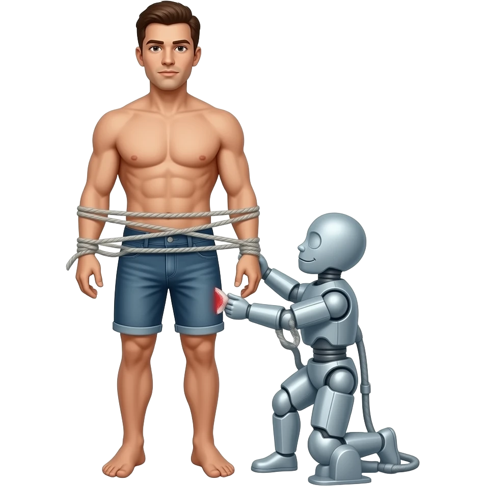 Guy getting tied up and butt fucked by machine emoji