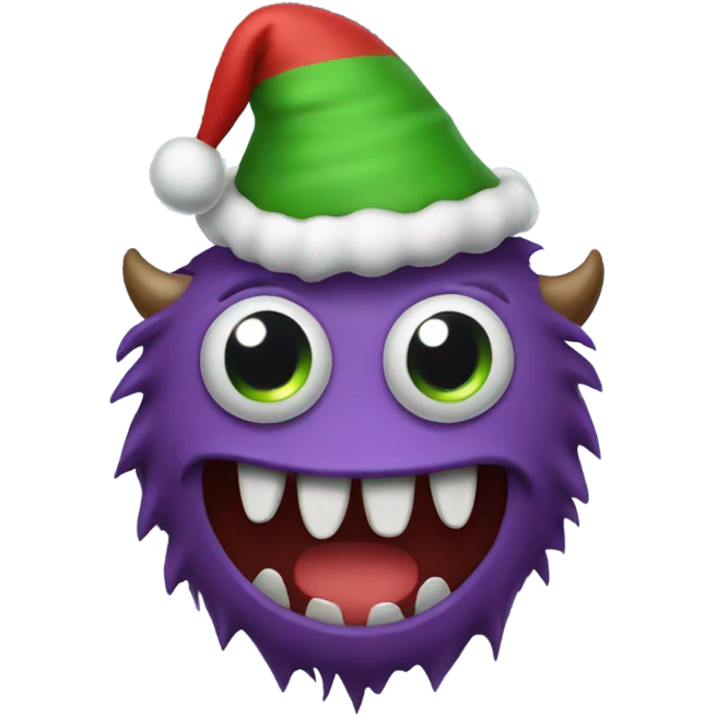 Monster with Christmas hat  emoji