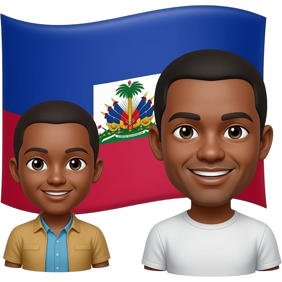 The Haitian flag with brown people smiling next to it emoji