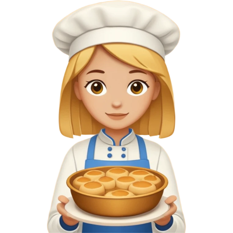 Baking community humanless avatar in clean emoji-style illustration. Pie, cookie, and muffin warm golden tones, simple shapes, flat design, high contrast, cozy and friendly. emoji