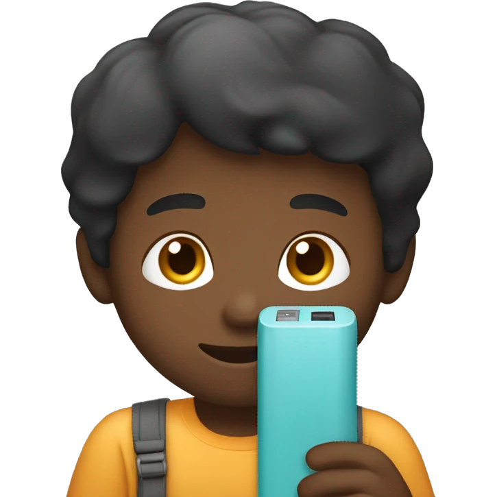 A boy holding power bank emoji