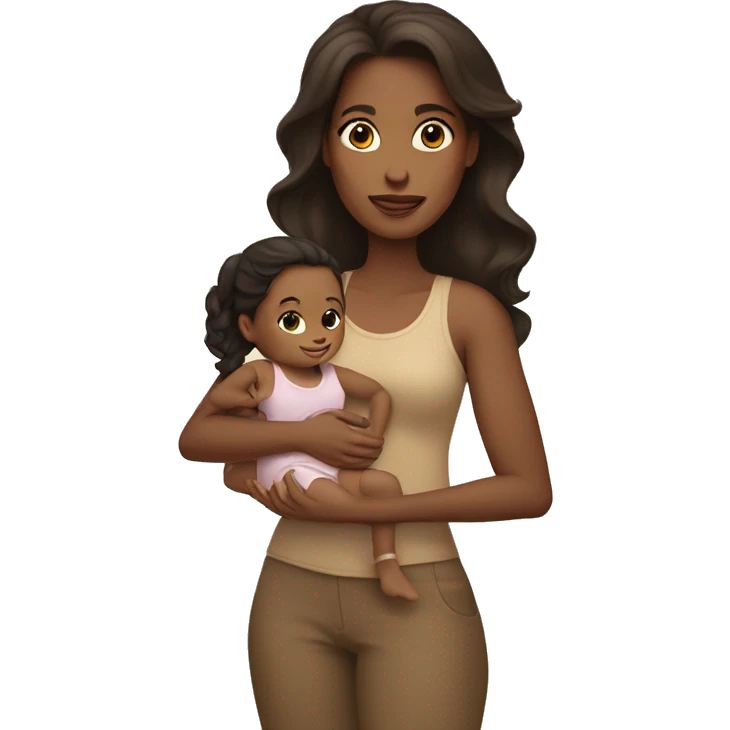 type 1 skin tone brunette woman holding toddler emoji