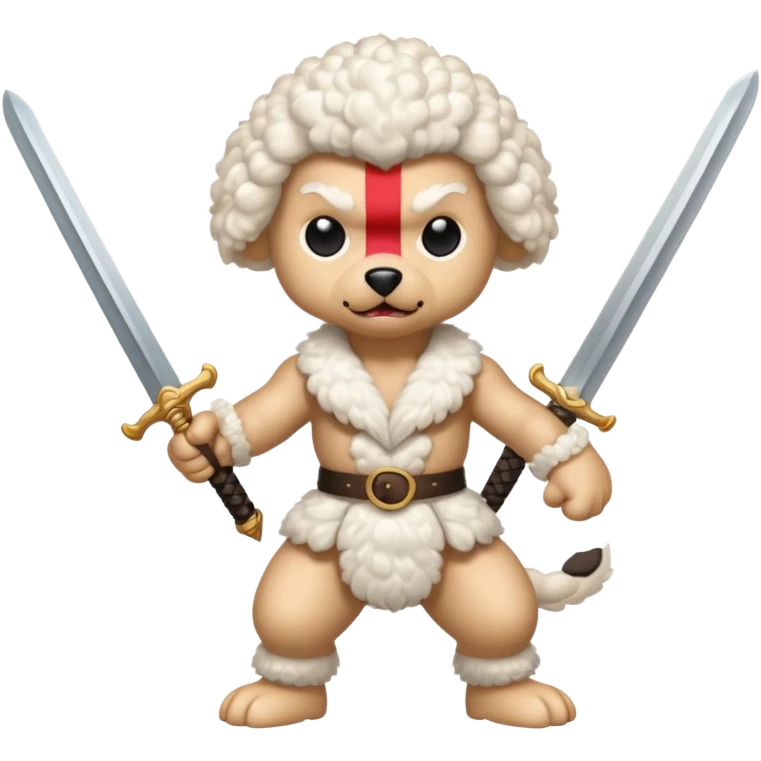 White poodle angry dog fighting with a sword emoji