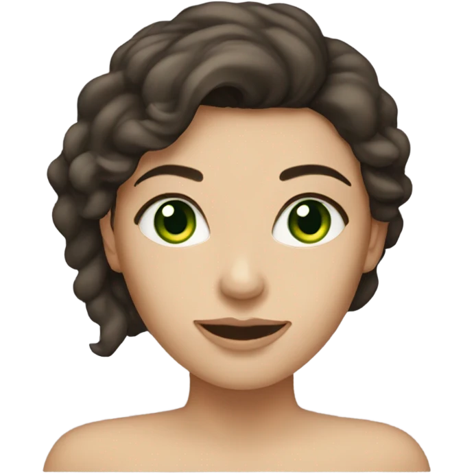 brunette woman, green eyes, white skin emoji