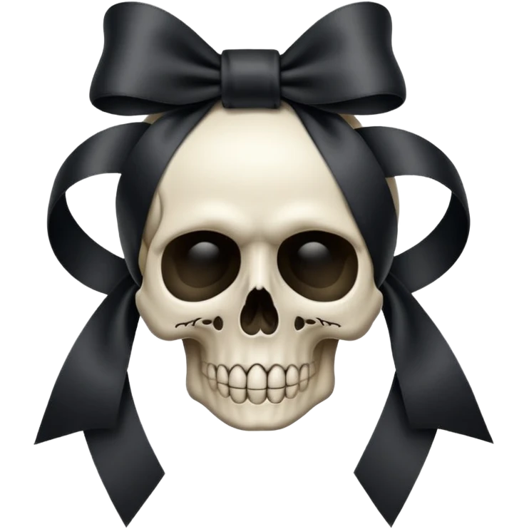 RIBBON SKULLBLACK RIBBON SKULL emoji