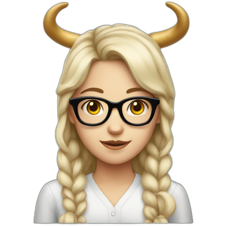 white young girl with glasses and horns emoji