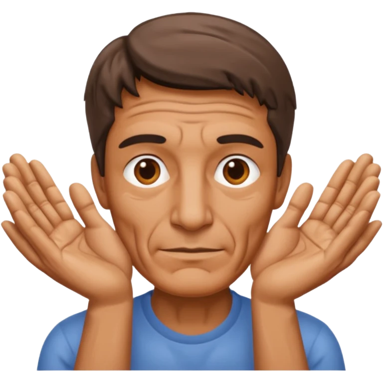 Face men between two hands emoji