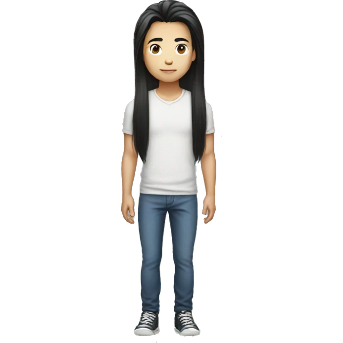 long hair asian boy  emoji