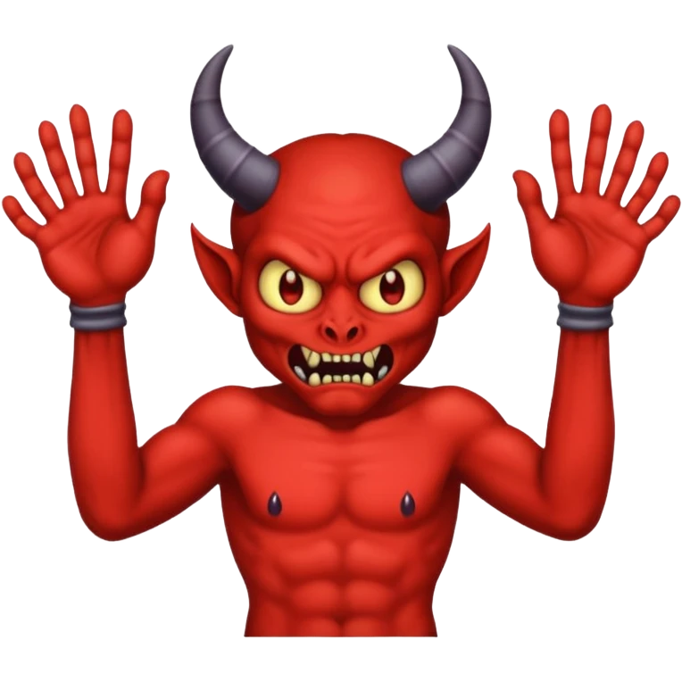 A demon with 2 hands 1 is holding 9 and the other 1 is holding 11 emoji