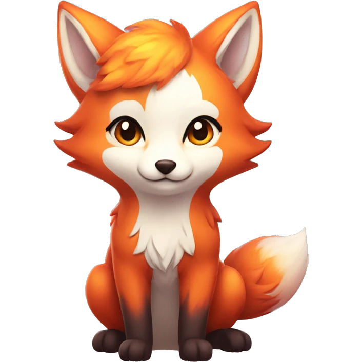 fantasy fire fox cute kawaii in love emoji