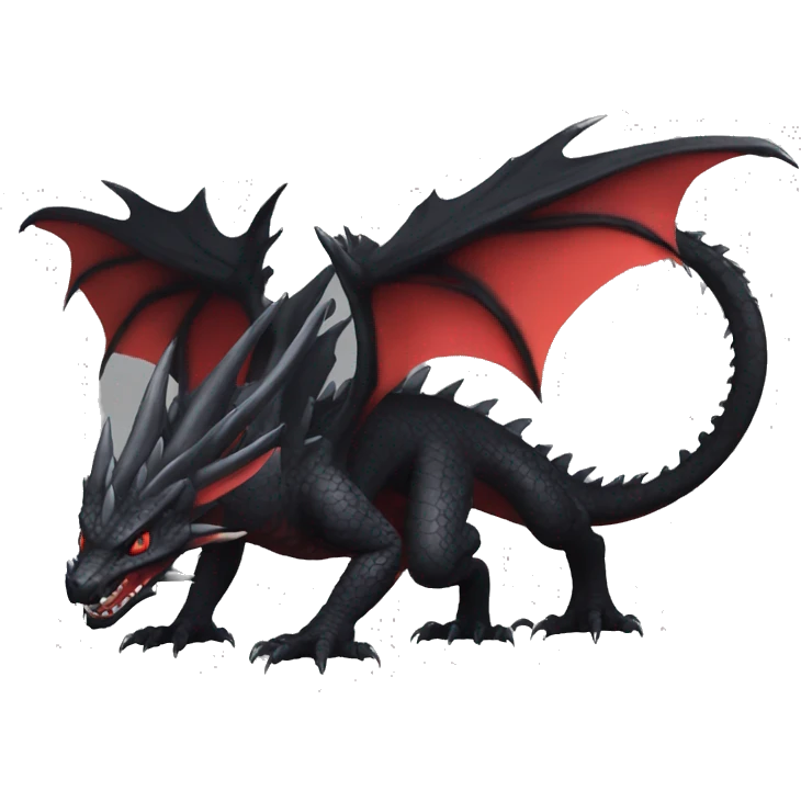 cool edgy black and red Dark-type nargacuga dragon Pokémon full body emoji
