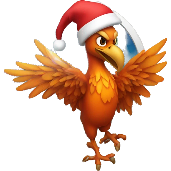 Phoenix with a Santa hat smoking a cigarette  emoji