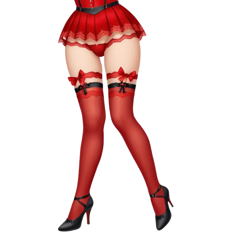 Lacey thigh high with garter belt red emoji