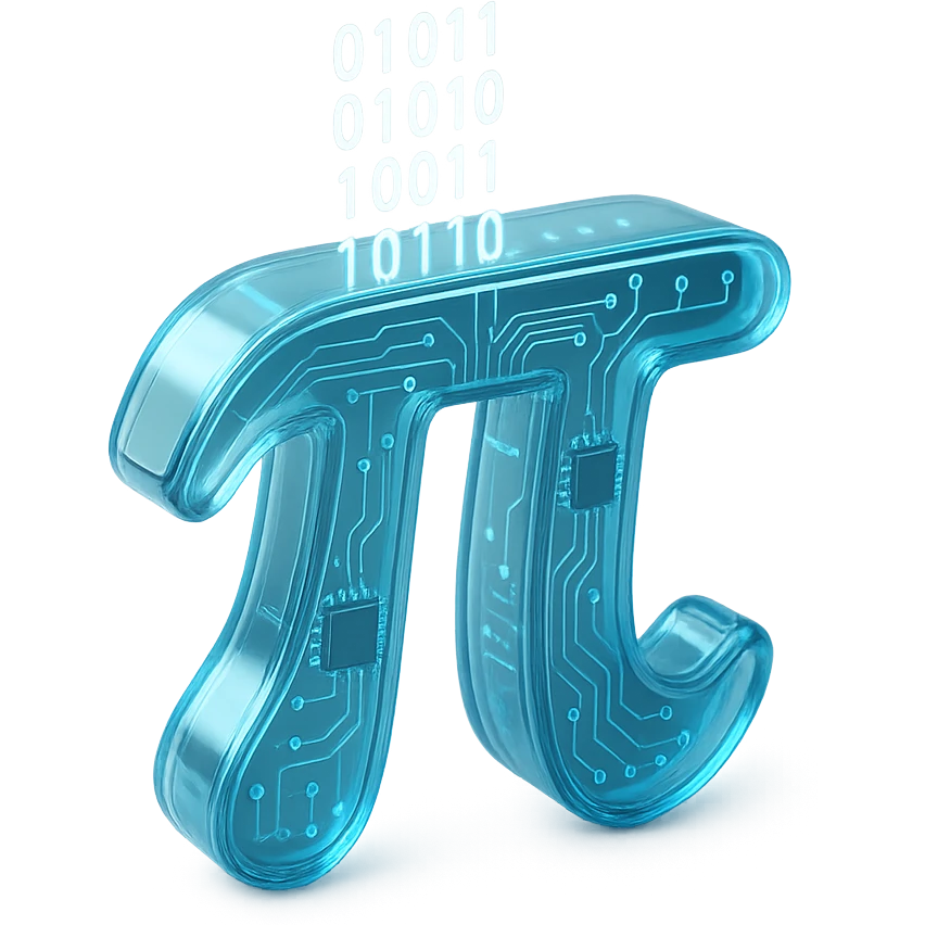  combine the π (pi) math symbol, binary code emerging from it. emoji