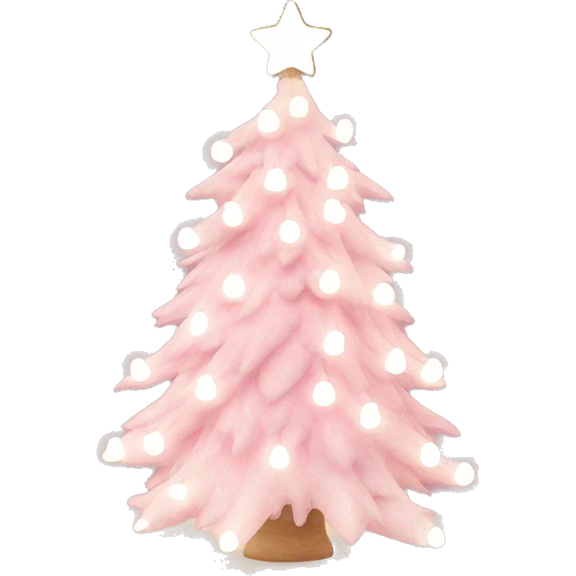 Loveshackfancy pink and white Christmas tree with lights emoji