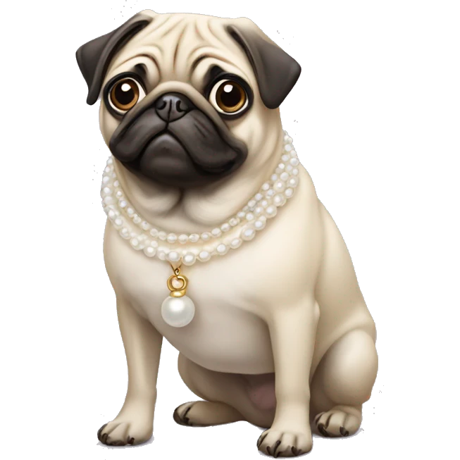 Pug wearing pearl necklace  emoji