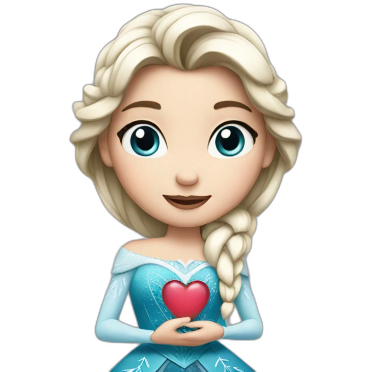Anna un Frozen holding a heart emoji