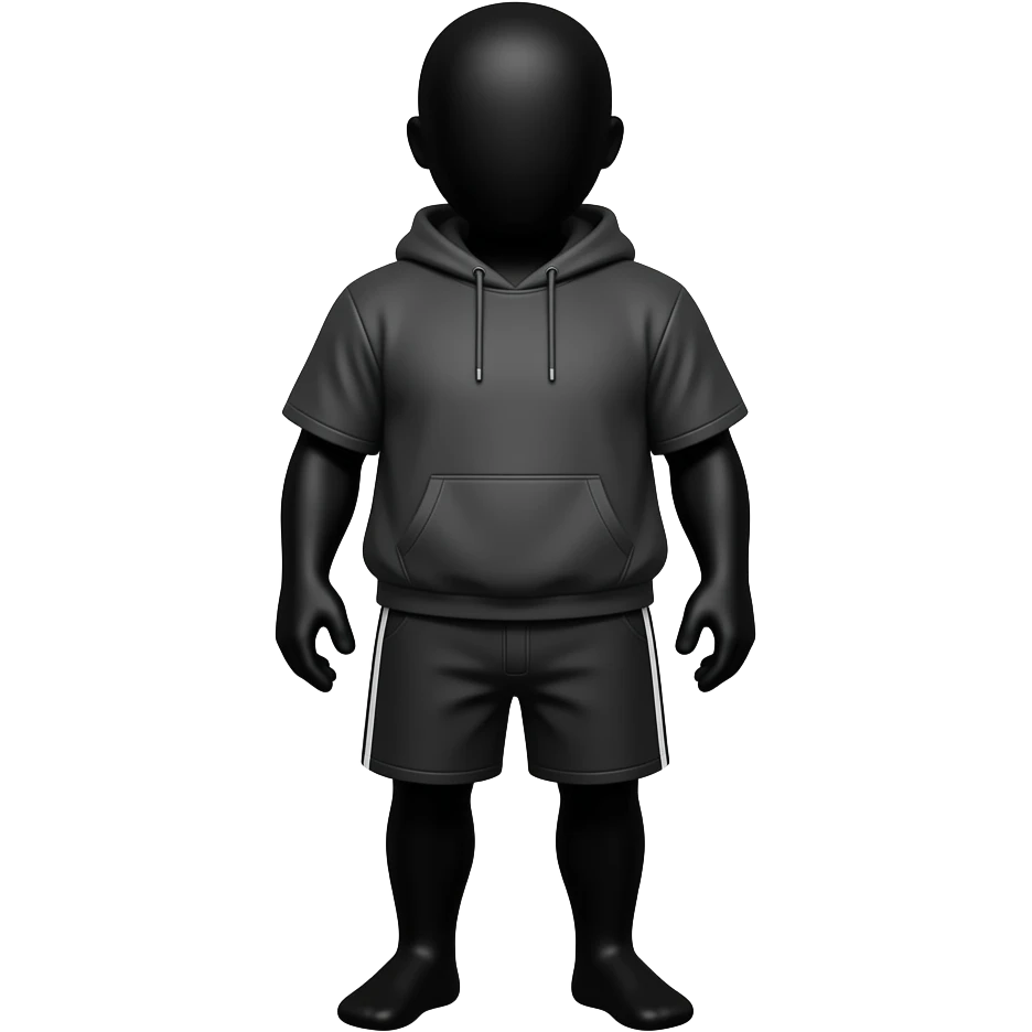 Me gustaria que crearas un personaje tipo stickman de color negro con ropa de gym oversized de youngla emoji