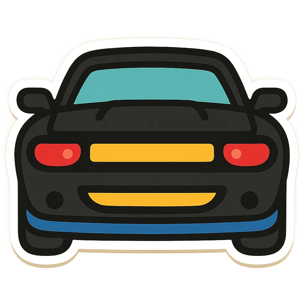 حول دودج شالانجر السوداء مع أضواء أمامية حمراء إلى ملصق إيموجي كرتوني (sticker style) emoji