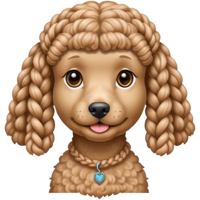 Miniature poodle with braids on its head emoji