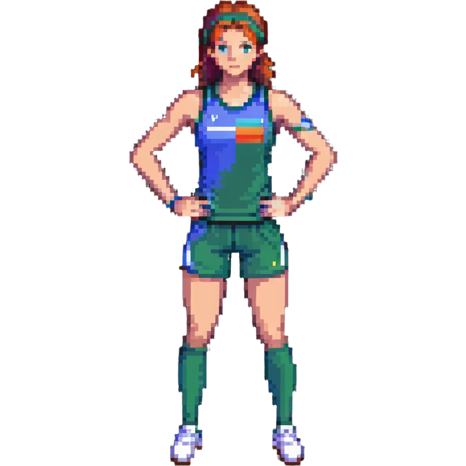 female athlete in sports kit standing emoji
