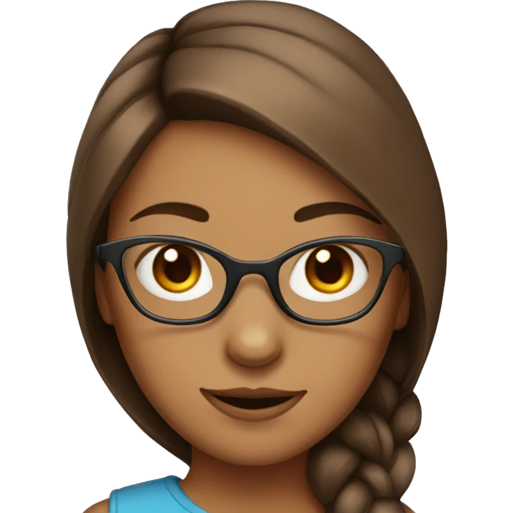 Girl Fox with blue eyes in glasses and brown hair emoji