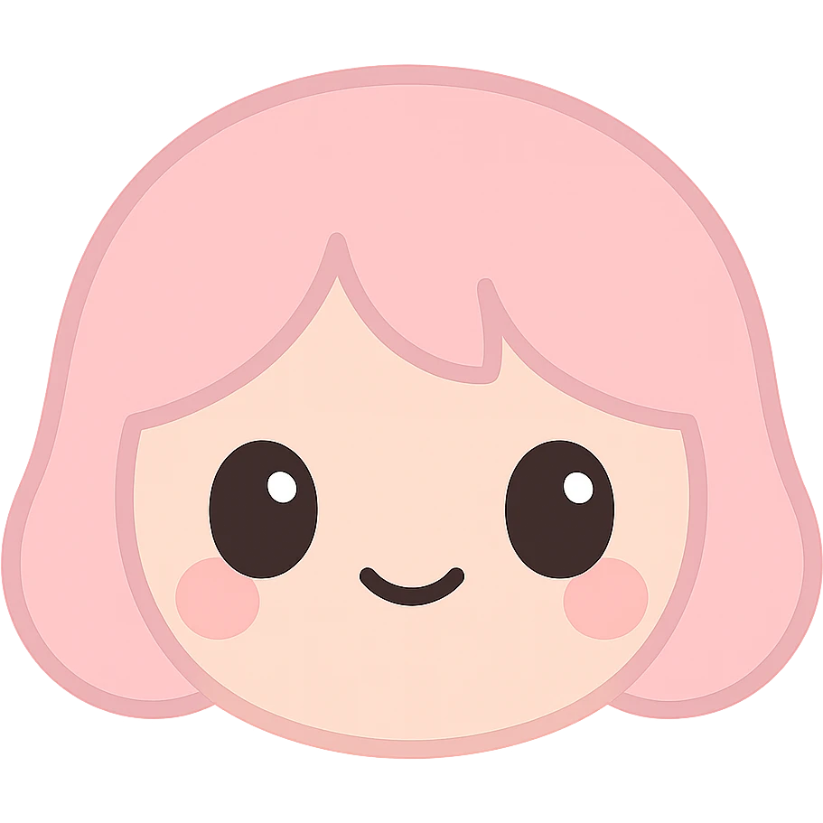 cute face of Mirra, soft features, big eyes, gentle smile emoji