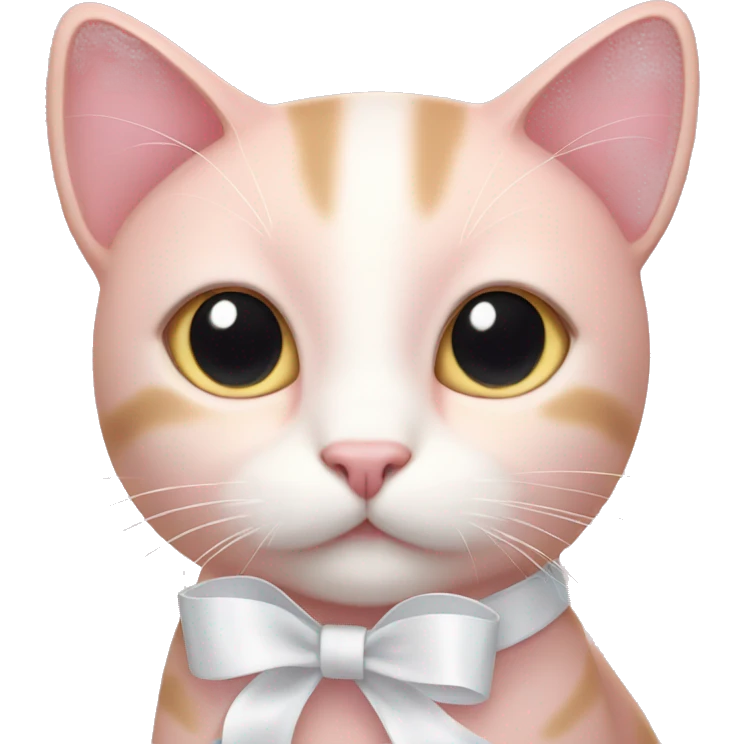 light pink cat with white ribbon emoji
