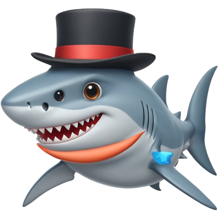 Shark with a top hat emoji