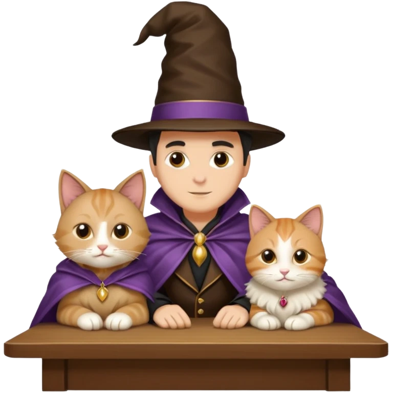 magician couple and their pet cat emoji