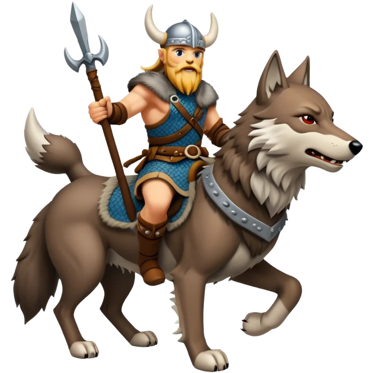 Viking Warrior Riding A Wolf  emoji