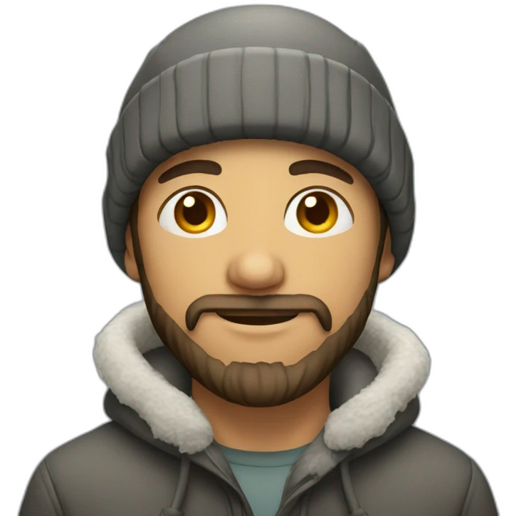 young man in winter hat with beard emoji
