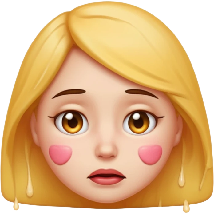 (Cum) on horny female emoji with with sad eyes and blushing cheeks emoji