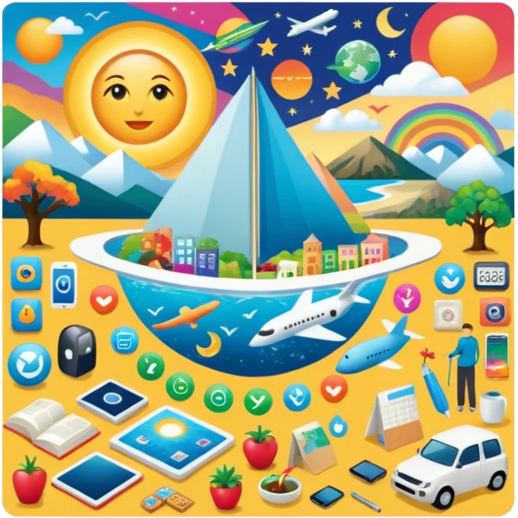 An extremely detailed lifestyle vision board collage for the year 2026. emoji