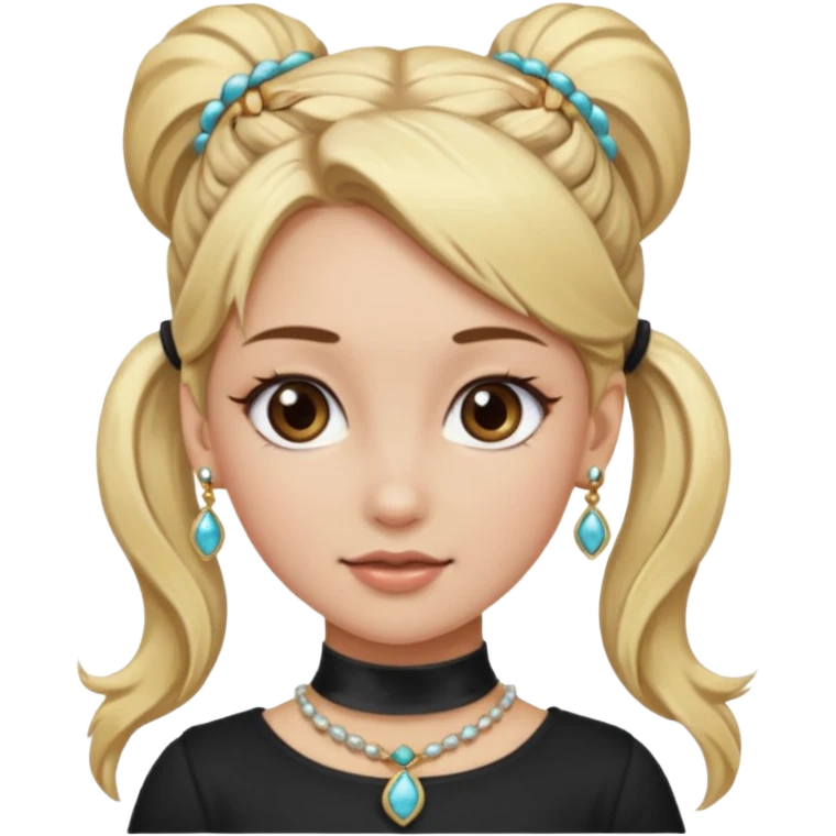 fancy blonde hair girl with ponytails brown makeup and jewellery emoji