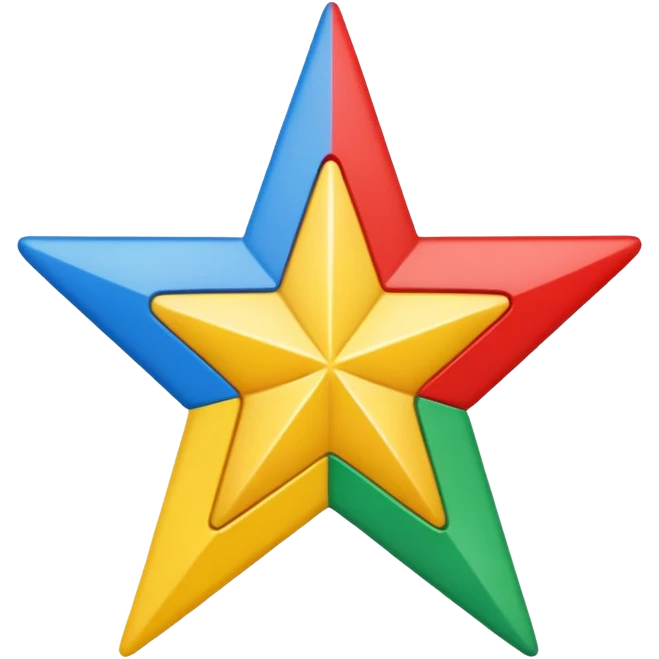 A star Divided into five sections with the colours green red yellow blue and white  emoji