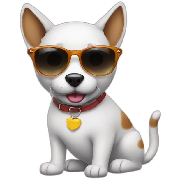 funny daog with sunglasses and cool cat emoji