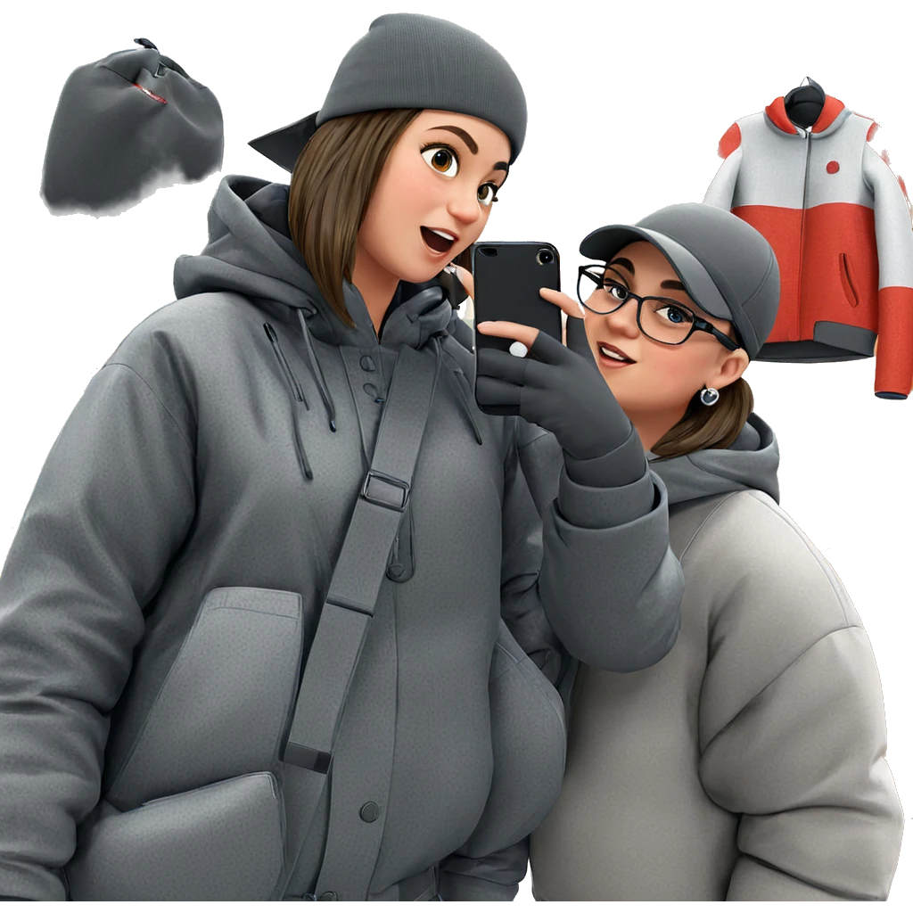 girls in trendy winter outfits emoji
