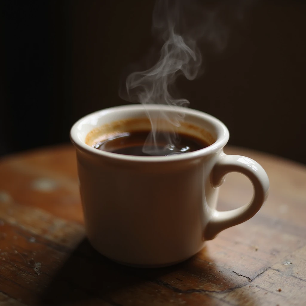 realistic cup of hot coffee with visible steam in ceramic mug emoji