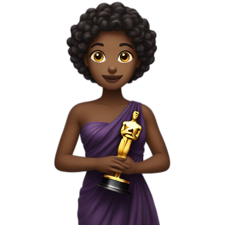 black girl holding oscar emoji